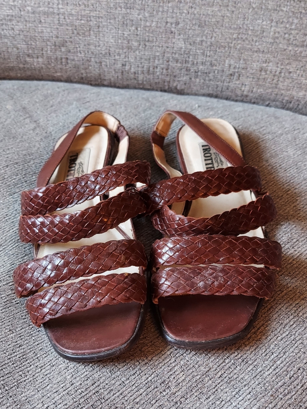 Trotters Braided Leather Multi-Strap Slingback Sandals - Dark Brown